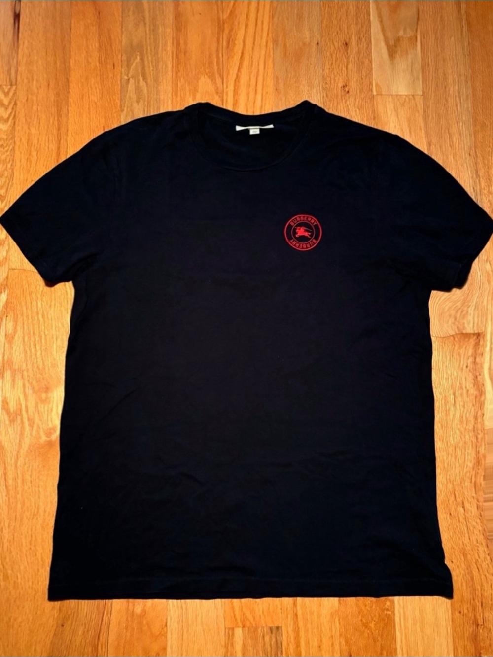 Burberry Black Red Circle Equestrian Embroidered Tshirt